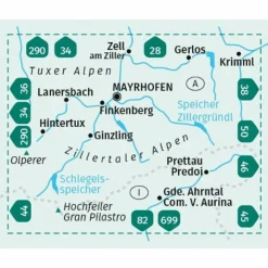 KOMPASS WANDERKARTE 37 ZILLERTALER ALPEN, TUXER ALPEN^ Wanderkarten Und Winterkarten|Wanderkarten Und Winterkarten