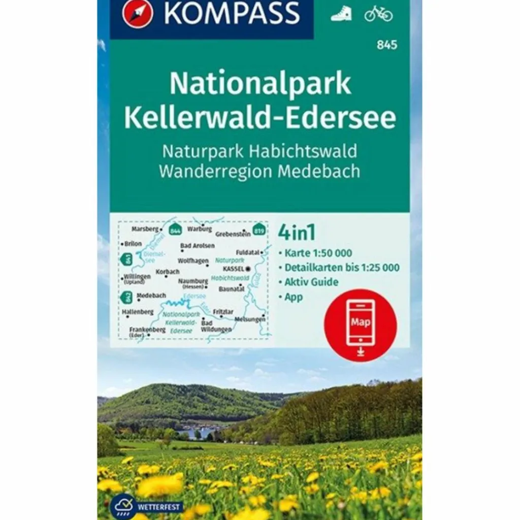 KOMPASS WANDERKARTE NATIONALPARK KELLERWALD-EDERSEE^ Wanderkarten Und Winterkarten|Wanderkarten Und Winterkarten