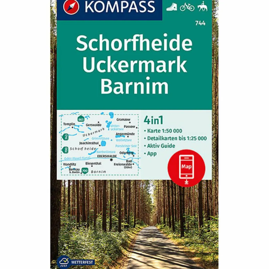 KOMPASS WANDERKARTE SCHORFHEIDE, UCKERMARK, BARNIM 1:50 000^ Wanderkarten Und Winterkarten|Wanderkarten Und Winterkarten