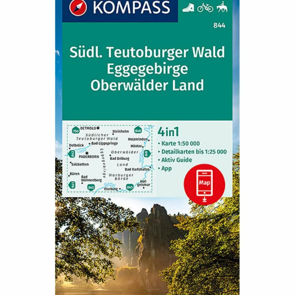 KOMPASS WANDERKARTE SÜDLICHER TEUTOBURGER WALD - EGGEGEBIRGE^ Wanderkarten Und Winterkarten|Wanderkarten Und Winterkarten