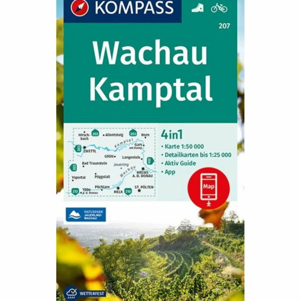KOMPASS WANDERKARTE WACHAU, KAMPTAL 1:50 000^ Wanderkarten Und Winterkarten|Wanderkarten Und Winterkarten