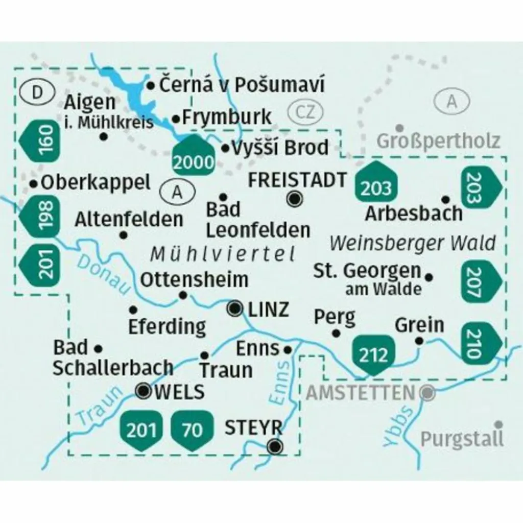Wanderkarten Und Winterkarten|Wanderkarten Und Winterkarten*KOMPASS WANDERKARTEN-SET 202 LINZ UND UMGEBUNG, MÜHLVIERTEL