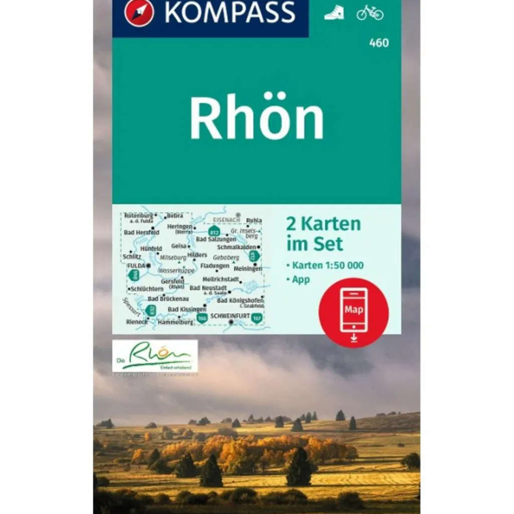 KOMPASS WANDERKARTEN-SET 460 RHÖN, FULDA (2 KARTEN) 1:50.000^ Wanderkarten Und Winterkarten|Wanderkarten Und Winterkarten