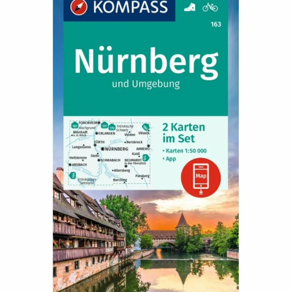 KOMPASS WANDERKARTEN-SET 163 NÜRNBERG UND UMGEBUNG^ Wanderkarten Und Winterkarten|Wanderkarten Und Winterkarten