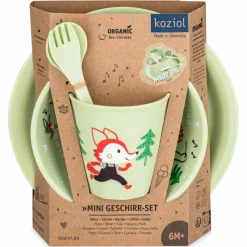 KOZIOL PLATE + BOWL + CUP + CUTLERY SET HOP ON AT HOME SET OF 4 - Campinggeschirr^ Campingtöpfe Und Campinggeschirr