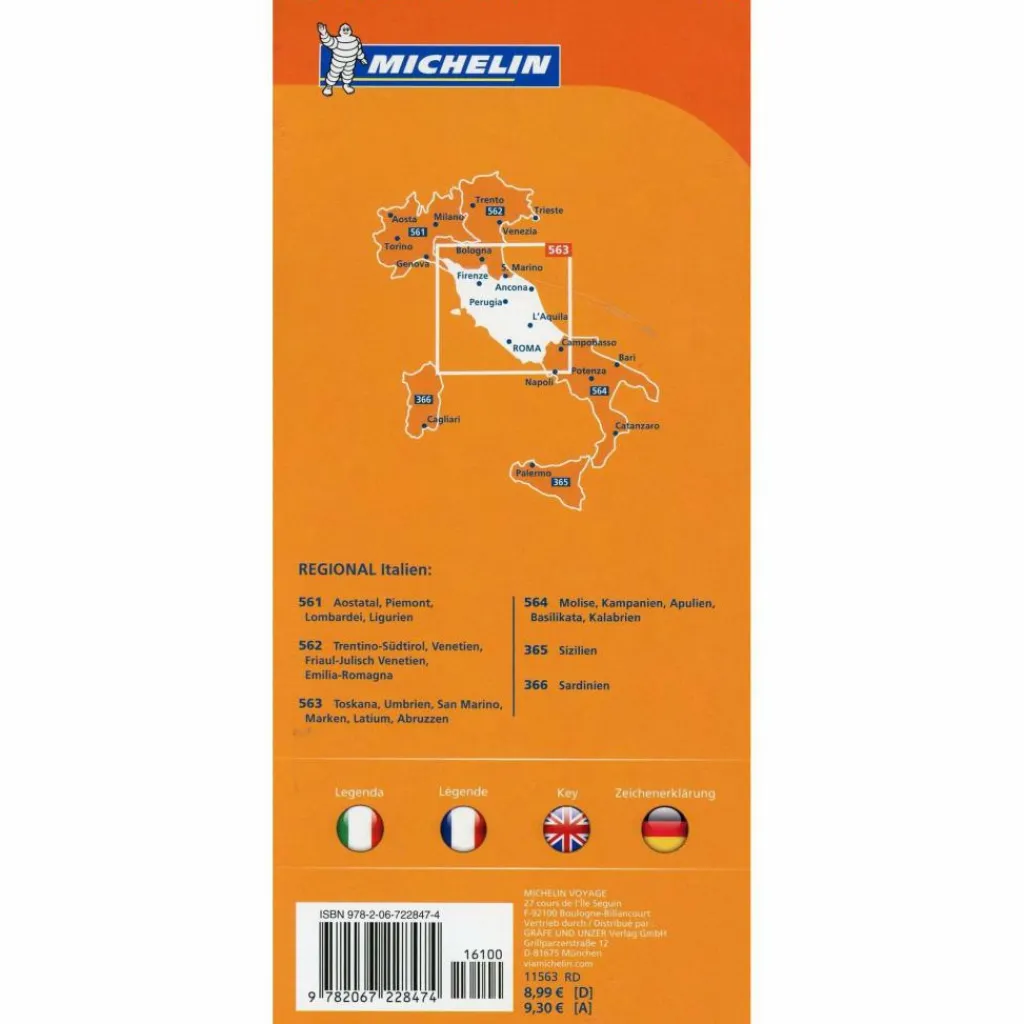 MICHELIN TOSKANA, UMBRIEN, SAN MARINO - Straßenkarte^ Straßenkarten|Straßenkarten