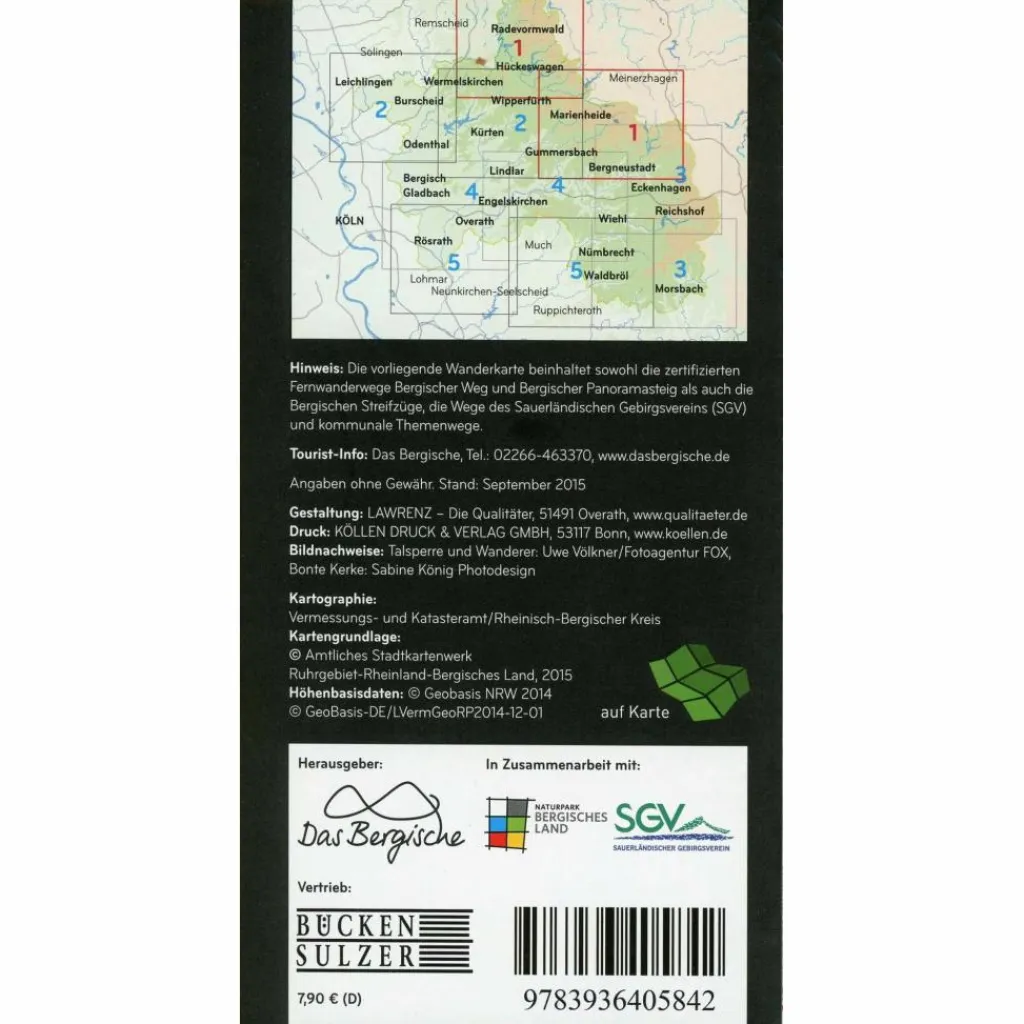 NATURPARK BERGISCHES LAND #1 1:25.000 - Wanderkarte^ Wanderkarten Und Winterkarten|Wanderkarten Und Winterkarten
