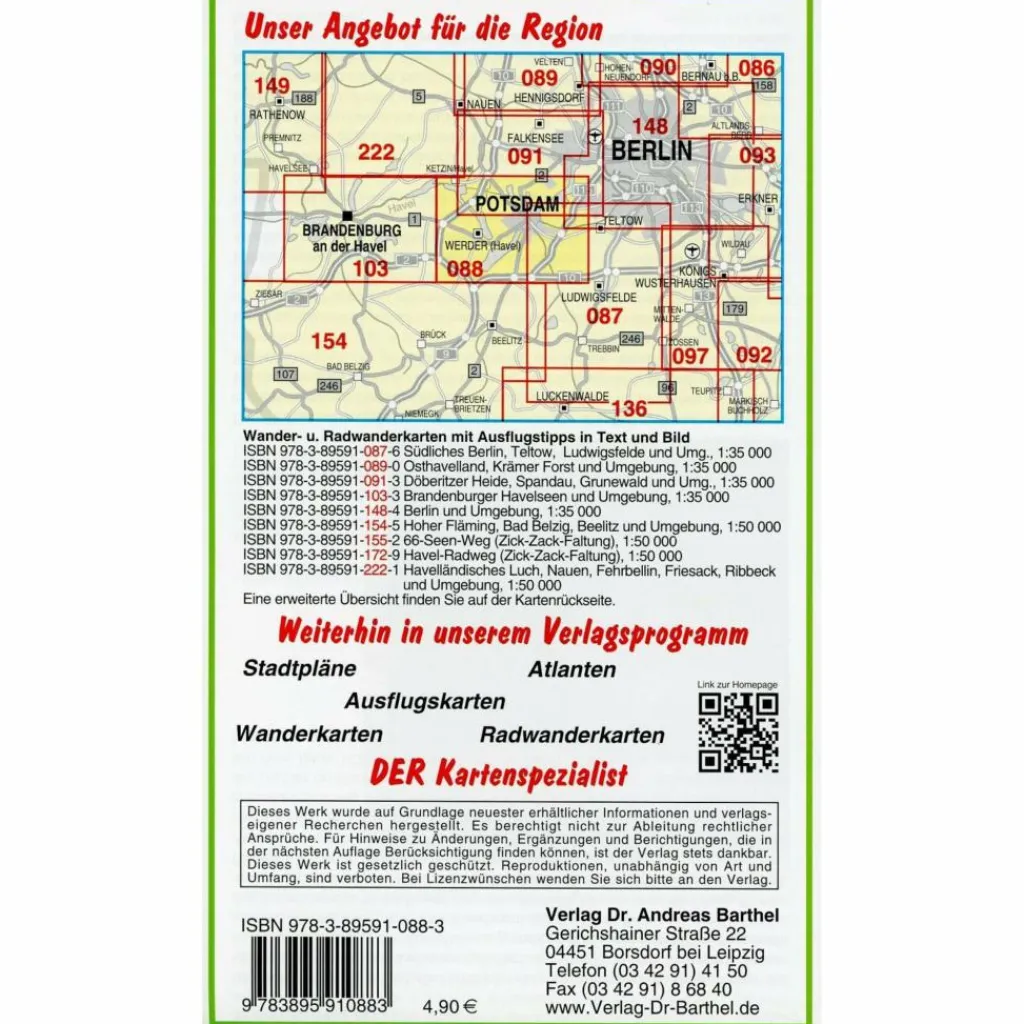 POTSDAMER HAVELSEEN, BLÜTENSTADT WERDER - Wanderkarte^ Fahrradkarten|Wanderkarten Und Winterkarten