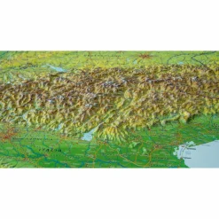 RELIEF ALPEN 1:1.2MIO MIT NATURHOLZRAHMEN - Wand Karte^ Wandkarten Und Poster