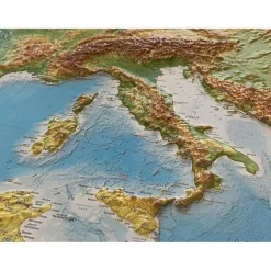 Wandkarten Und Poster*RELIEF MITTELMEER 1:5.5MIO MIT NATURHOLZRAHMEN - Wand Karte