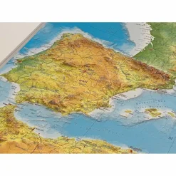 Wandkarten Und Poster*RELIEF MITTELMEER 1:5.5MIO MIT NATURHOLZRAHMEN - Wand Karte