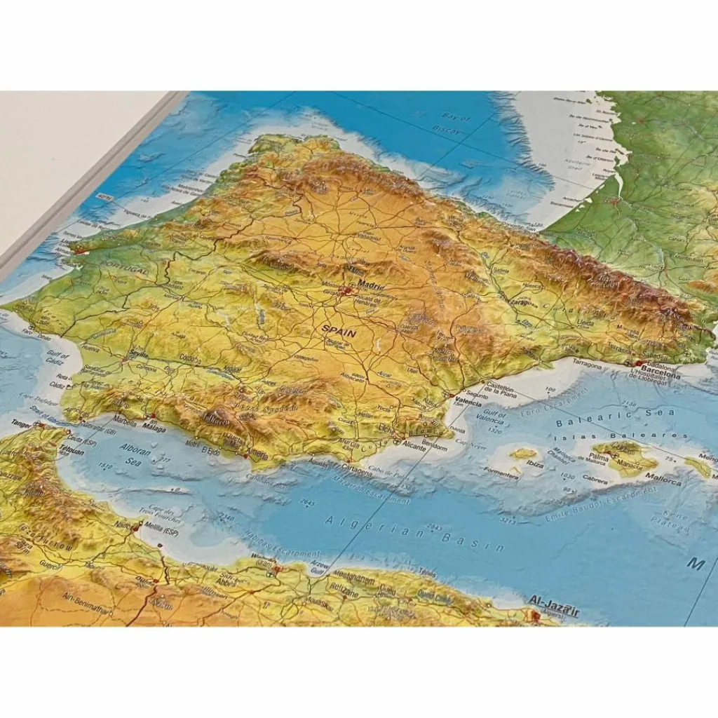 Wandkarten Und Poster*RELIEF MITTELMEER 1:5.5MIO MIT NATURHOLZRAHMEN - Wand Karte