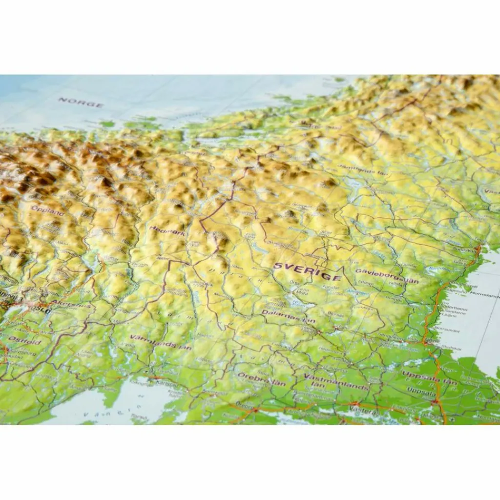 RELIEF SKANDINAVIEN MIT ALURAHMEN - Karte^ Wandkarten Und Poster