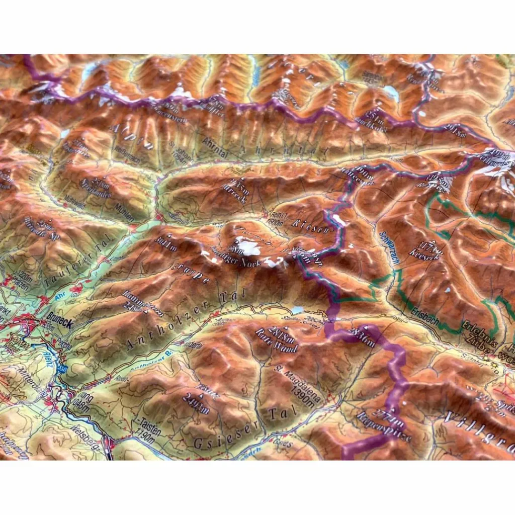 Wandkarten Und Poster*RELIEF TIROL 1:325.000 MIT NATURHOLZRAHMEN - Karte