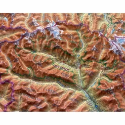 Wandkarten Und Poster*RELIEF TIROL 1:325.000 MIT NATURHOLZRAHMEN - Karte
