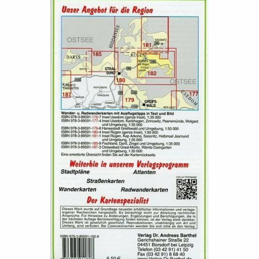 Fahrradkarten|Wanderkarten Und Winterkarten*RÜGEN, BERGEN, GÖHREN, BAABE, BINZ, SELL - Wanderkarte