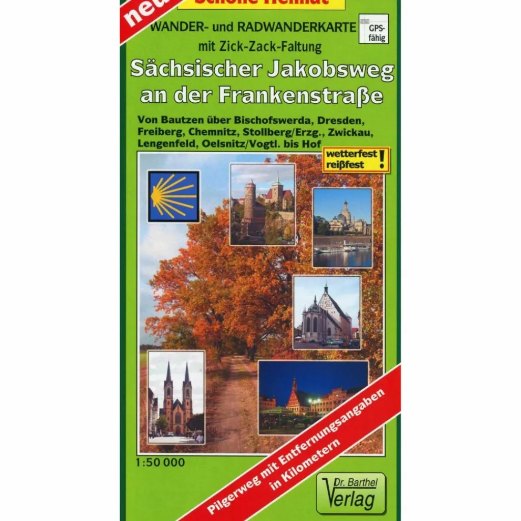Fahrradkarten|Wanderkarten Und Winterkarten*SÄCHSISCHER JAKOBSWEG AN DER FRANKENSTRA - Wanderkarte