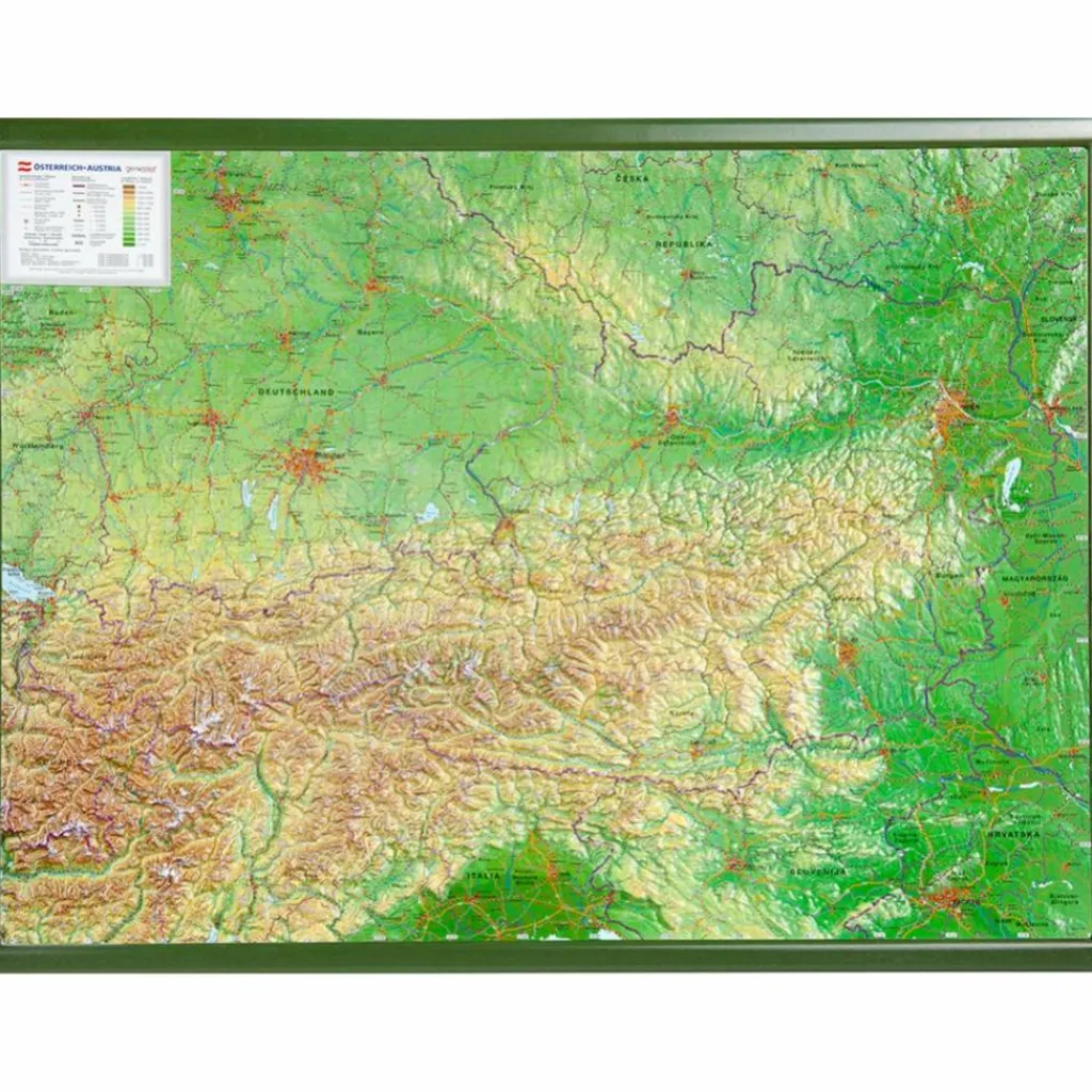 ÖSTERREICH RELIEFKARTE 78X58CM M. RAHMEN - Karte^ Wandkarten Und Poster
