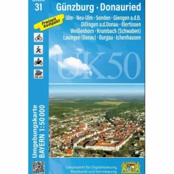 Fahrradkarten|Wanderkarten Und Winterkarten*UK50-31 GÜNZBURG - DONAURIED