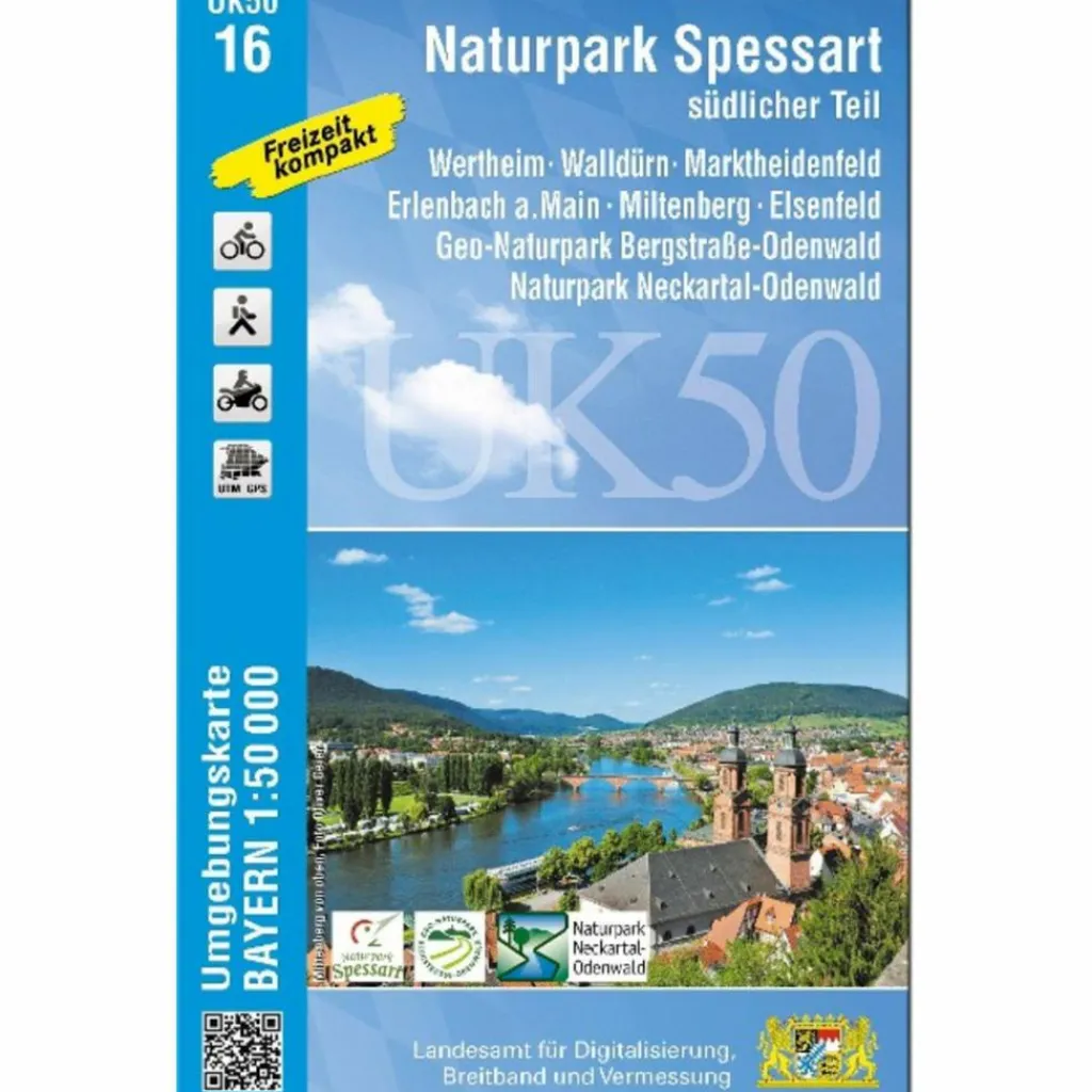 UK50-16 NATURPARK SPESSART SÜDLICHER TEIL^ Fahrradkarten|Wanderkarten Und Winterkarten