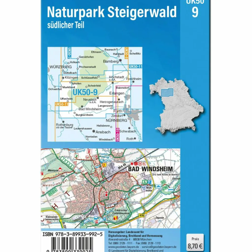 Fahrradkarten|Wanderkarten Und Winterkarten*UK50-9 NATURPARK STEIGERWALD, SÜDLICHER TEIL