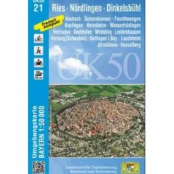 UK50-21 RIES, NÖRDLINGEN, DINKELSBÜHL^ Fahrradkarten|Wanderkarten Und Winterkarten