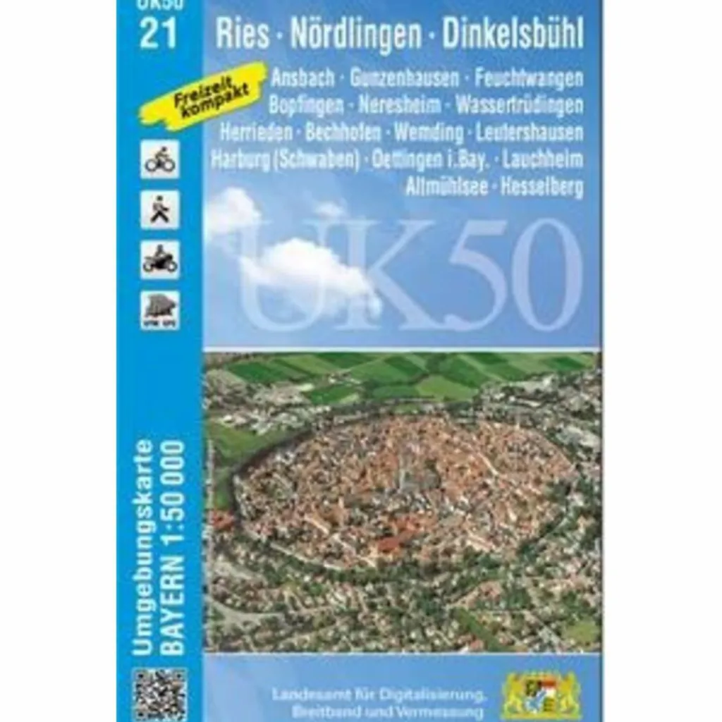 UK50-21 RIES, NÖRDLINGEN, DINKELSBÜHL^ Fahrradkarten|Wanderkarten Und Winterkarten