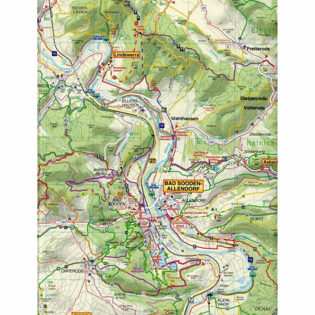 UNTERES WERRATAL, BAD SOODEN-ALLENDORF - Wanderkarte^ Fahrradkarten|Wanderkarten Und Winterkarten