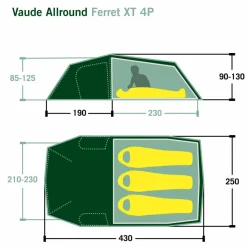 Vaude ALLROUND FERRET XT 4P Unisex - Tunnelzelt^ 3-Personen-Zelte|3-Jahreszeiten-Zelte