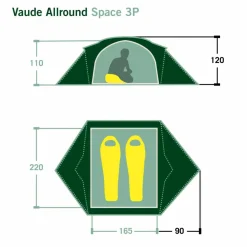 Vaude ALLROUND SPACE 3P - Kuppelzelt^ 2-Personen-Zelte|3-Jahreszeiten-Zelte