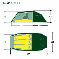 Vaude ARCO XT 3P Unisex - Tunnelzelt^ 3-Personen-Zelte|3-Jahreszeiten-Zelte