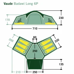 Vaude Familienzelte|3-Jahreszeiten-Zelte*BADAWI LONG 6P - Familienzelt
