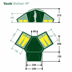 Vaude BADAWI 4P - Familienzelt^ 4-Personen-Zelte|3-Jahreszeiten-Zelte