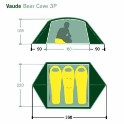 Vaude BEAR CAVE 3P - Kuppelzelt^ 3-Personen-Zelte|3-Jahreszeiten-Zelte