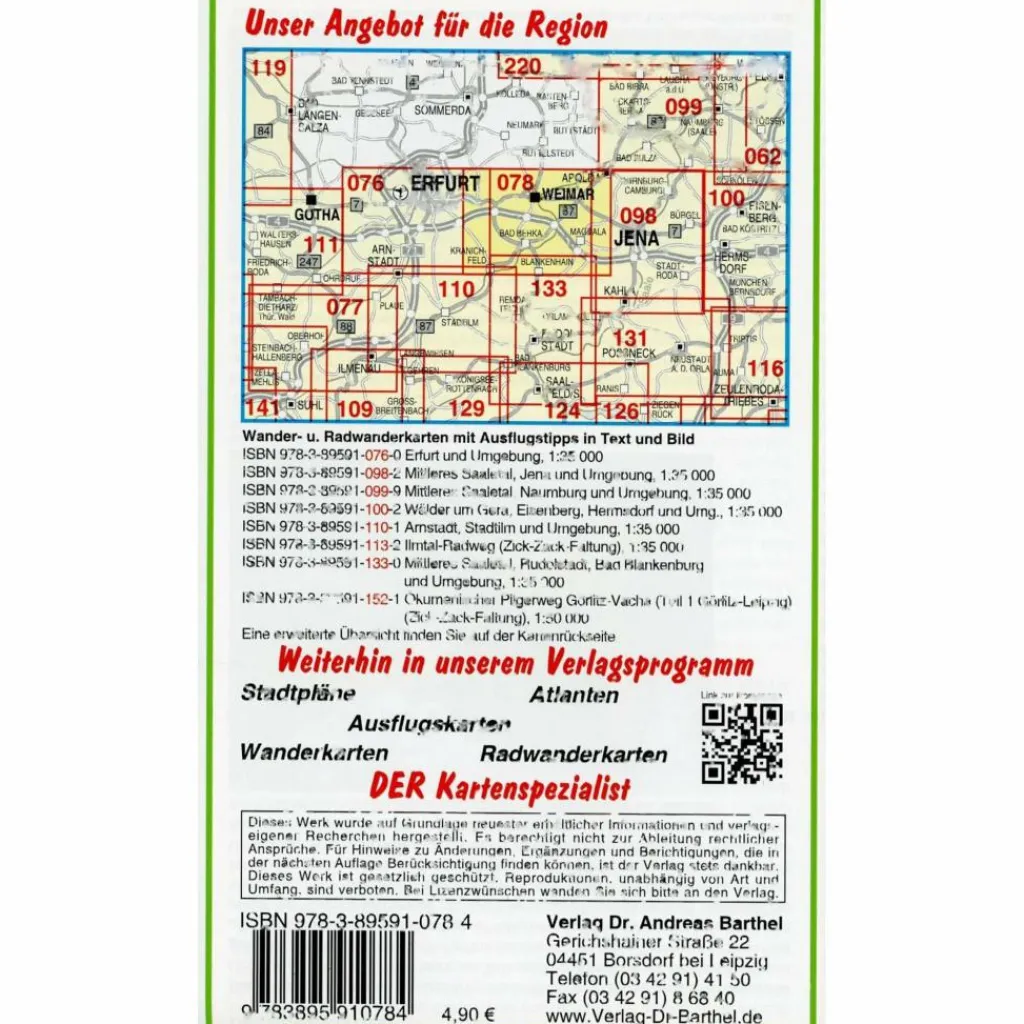 Fahrradkarten|Wanderkarten Und Winterkarten*WEIMAR, BAD BERKA UND UMGEBUNG 1:35.000 - Wanderkarte
