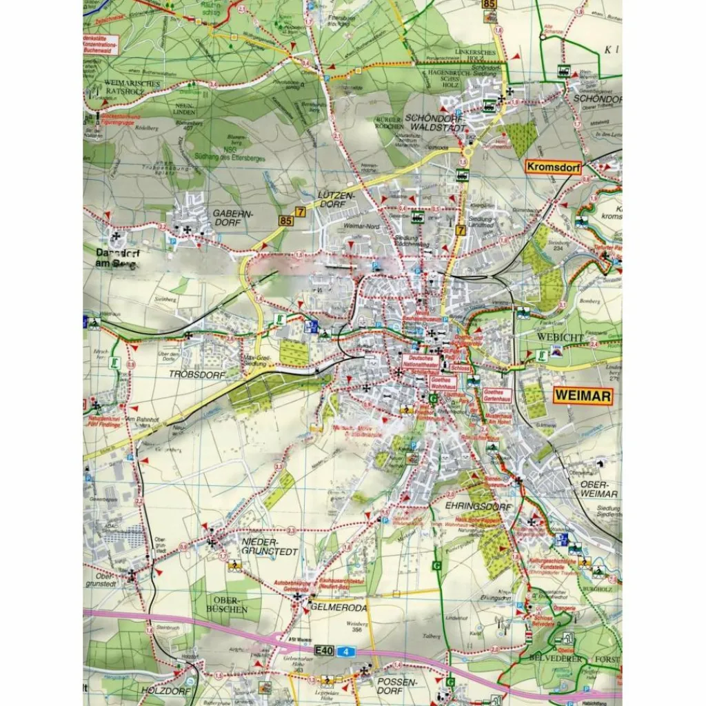 Fahrradkarten|Wanderkarten Und Winterkarten*WEIMAR, BAD BERKA UND UMGEBUNG 1:35.000 - Wanderkarte