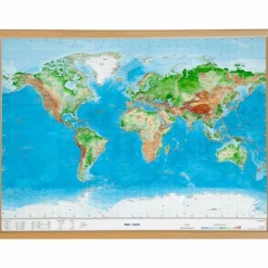 Wandkarten Und Poster*WELT GROSS 1:53.000.000 MIT NATURHOLZRAHMEN - Karte